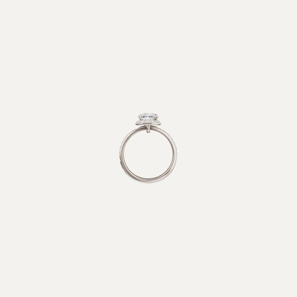 Majesté Engagement Ring, Cushion lab diamond white gold pavé band
